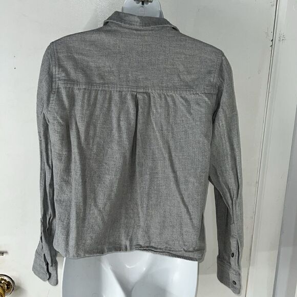 MADEWELL Grey Flannel Front Tie Button Down Shirt-M - Picture 5 of 9